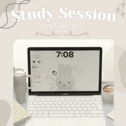 study session - cozy desk clutter ♡ logo
