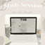 study session - cozy desk clutter ♡ logo