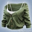 Off-shoulder knit cardigan top logo