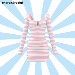 [charon&roqiqi]striped fitted dress logo