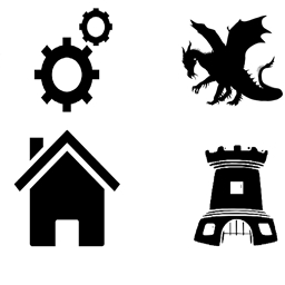 Machine Dragons and Village Dungeons logo