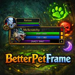 BetterPetFrame - Display Pet Level, XP Bar, Loyalty, Hunger Bar, Feed Warnings and Feed Numbers project image