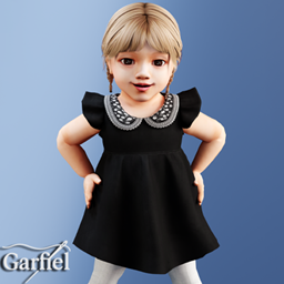 Infant - Elegant black dress with decorative collar logo
