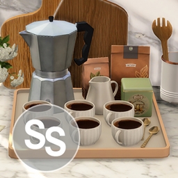 Functional tray with geyser coffee maker logo