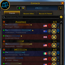 FriendGroups - Organize your friendlist with custom groups, search by class, faction colors and realm info logo