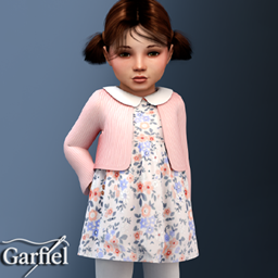 Toddler - Floral dress with soft cardigan and rounded collar