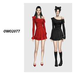 OWO2077 - Chic Ruffled Asymmetric Dress logo