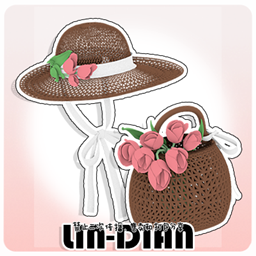LIN-DIAN Tulip hat and straw basket