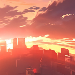 Sky Anime sunset in cyberpunk style logo