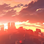 Sky Anime sunset in cyberpunk style logo