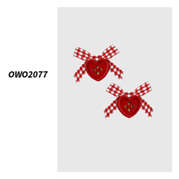 OWO2077 - Plaid Bow and Heart Earrings