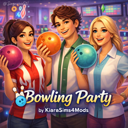 Bowling Party by KiaraSims4Mods - Tradução PTBR