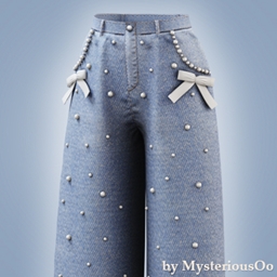 Pearl detail wide jeans