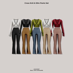 [cocomint] Cross Knit & Slim Pants Set logo