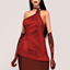 Asymmetrical Satin and  Lace Top logo