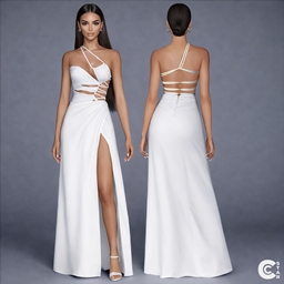 One Shoulder Cutout Draped Slit Gown logo