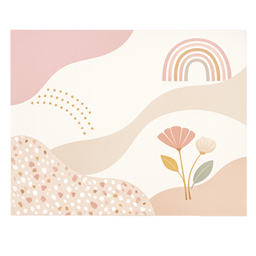 Modern Boho Pink Nursery Rug logo