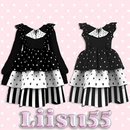 【Liisu55】Cute polka dot cake puff dress V1&V2 logo