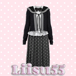 【Liisu55】Sailor Collar Cardigan and Midi Skirt Set logo