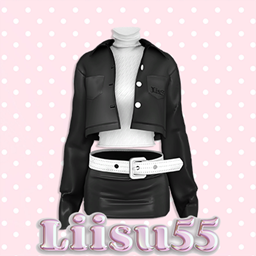 【Liisu55】Leather Jacket and Bodycon Skirt Set logo