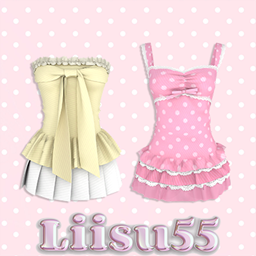【Liisu55】Bow Strapless Pleated Skirt Set &Polka Dot Strap Ruffle Dress project image