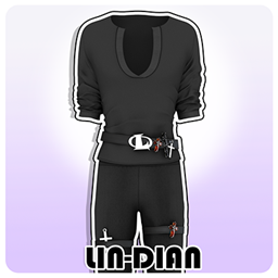 LIN-DIAN Men's fitted top and belted trousers suit logo