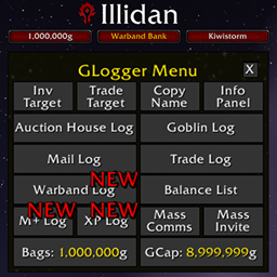 GLogger - Track gold, mail, trade across your Warband Bank and mass invite for Raids logo