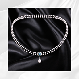 Blue Gemstone Pearl Strand Necklace