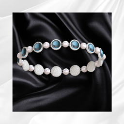 Blue Gemstone Pearl Bracelet