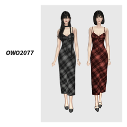 OWO2077 - Plaid Long Dress logo