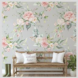 Shabby Chic Watercolor Rose Wallpaper | Flora and Fauna 31