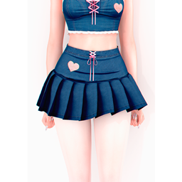 💗 Mono Pleated Denim Skirt 💗 logo