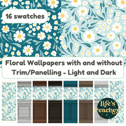 Floral Wallpaper with Panelling – Daisy Pattern, Light & Dark Swatches logo
