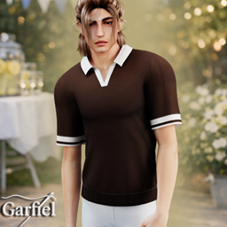 Adult - Retro polo knit shirt with contrast collar logo