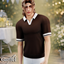 Adult - Retro polo knit shirt with contrast collar logo