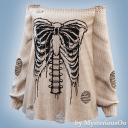 Skeleton off-shoulder sweater logo
