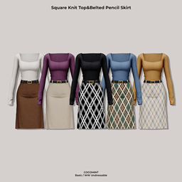 [cocomint] Square Knit Top&Belted Pencil Skirt project image