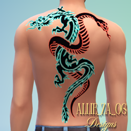 Neon Twin Shadow Dragon Spine Tattoo Male Base Game logo