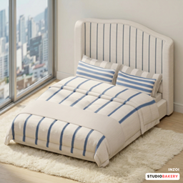 StudioBakery Seaside Home Modern Blue & White Stripe Double Bed logo