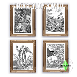 Vintage black and white paintings