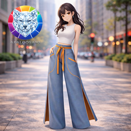  Wide-Leg Split Detail Pants ✨ logo