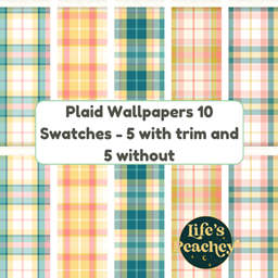 Plaid Wallpaper - Spring Garden Collection - Yellow, Blue, Pink, Teal, with and without Trim logo