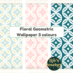 Floral Geo Wallpaper  with and without trim in3 colours logo