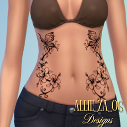 Petal & Wing Symphony Female Waist Tattoo logo