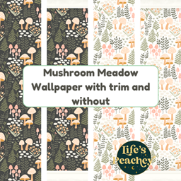 Mushroom Meadow Wallpaper with and without Trim - Dark and Light logo