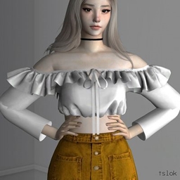 🎀Melli🎀 frilly offsoulders top by tslok logo