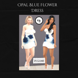 Opal Blue Flower Dress - Glossier Sims logo