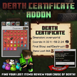 Death Certificate "you death information location..." logo
