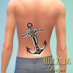 Marked by the Sea Anchor Lower back tattoo Male logo