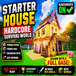 Hardcore Survival Starter House | Achievements ON ✅ (MCPE/Bedrock) logo